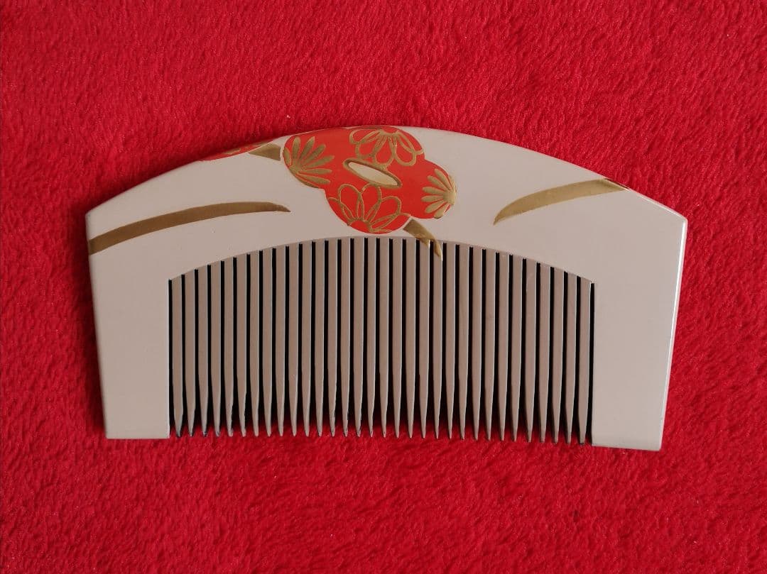 アンティーク 希少 松哉 櫛 簪 金彩 シェル 松竹梅 装飾 2点セット