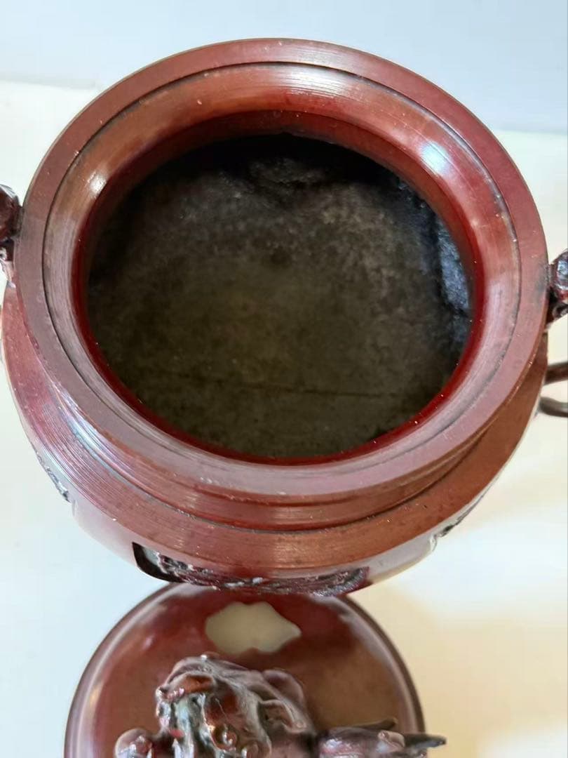 高岡銅器 獅子 三足 香炉 銅製 香道具 茶道具