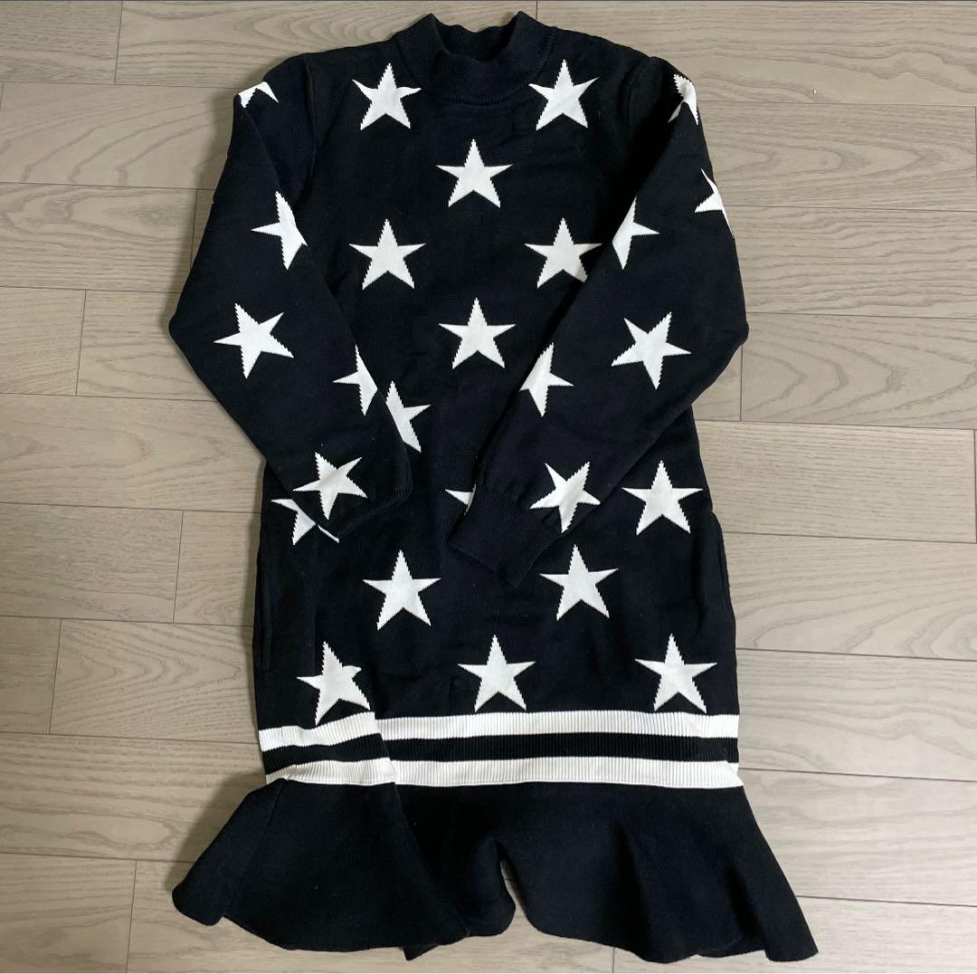 JACK BUNNY 星柄ジャガードクルーネックニットワンピース