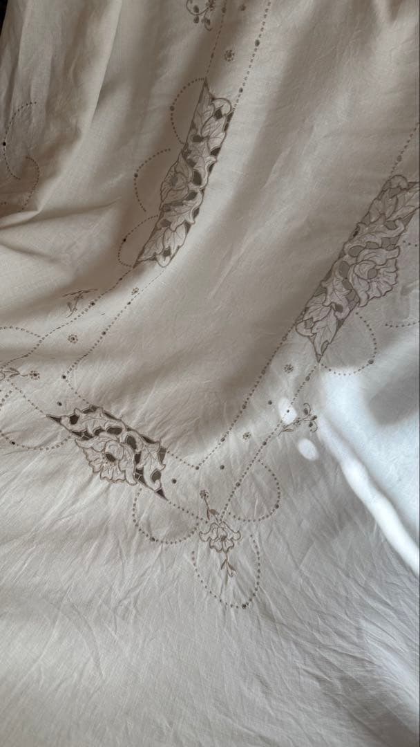 SALE❣️アンティークஐ花柄刺繍の大判クロスஐフランスお買い得