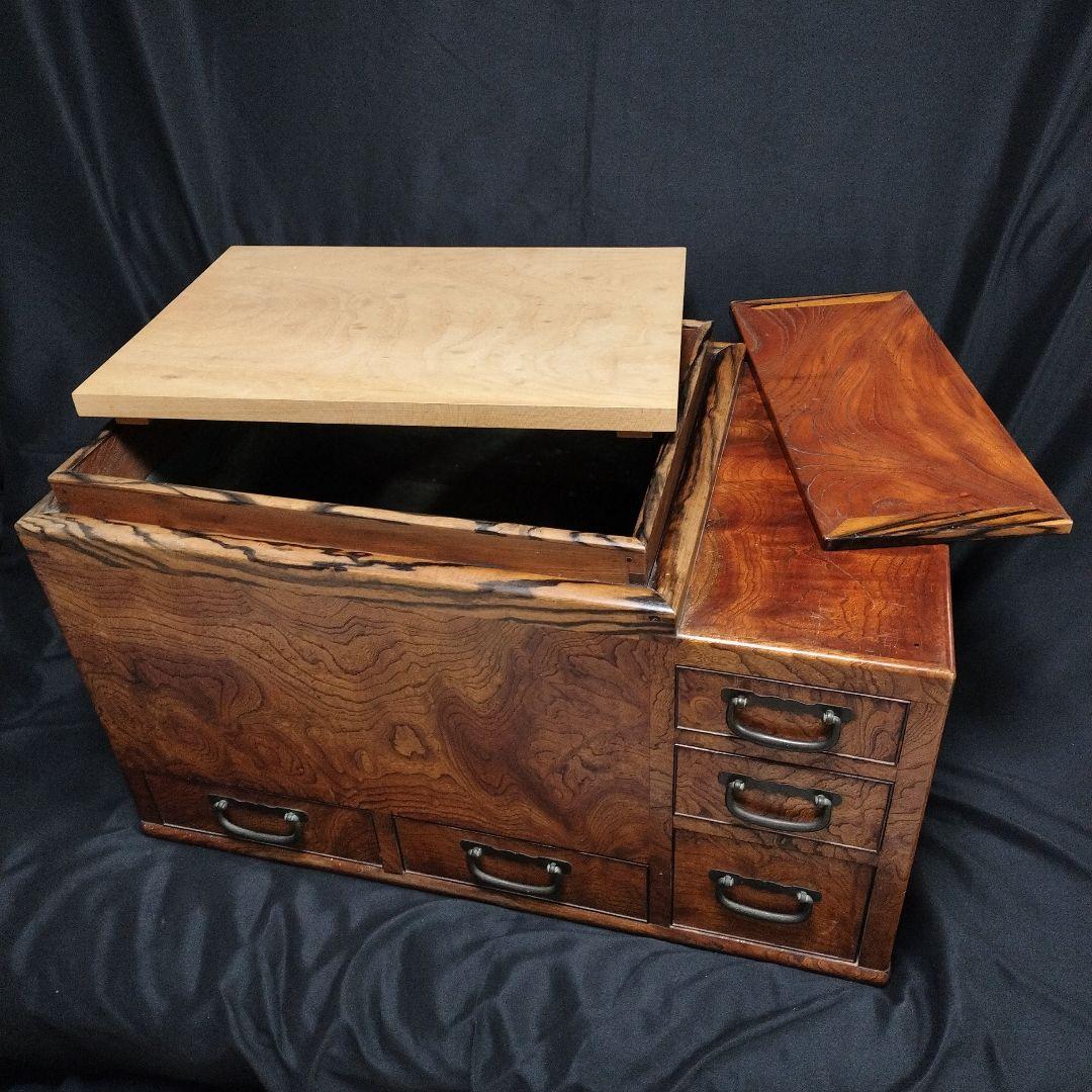 古美術 欅 黒柿 火鉢 蓋付 骨董 古道具