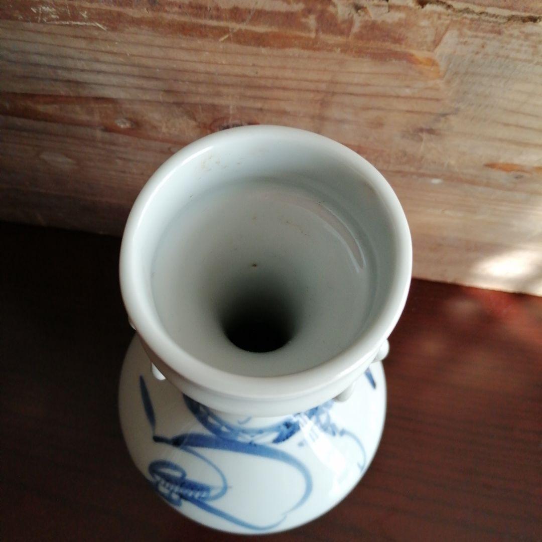 大正李朝　象耳胴締白磁花瓶　25cm　大正期