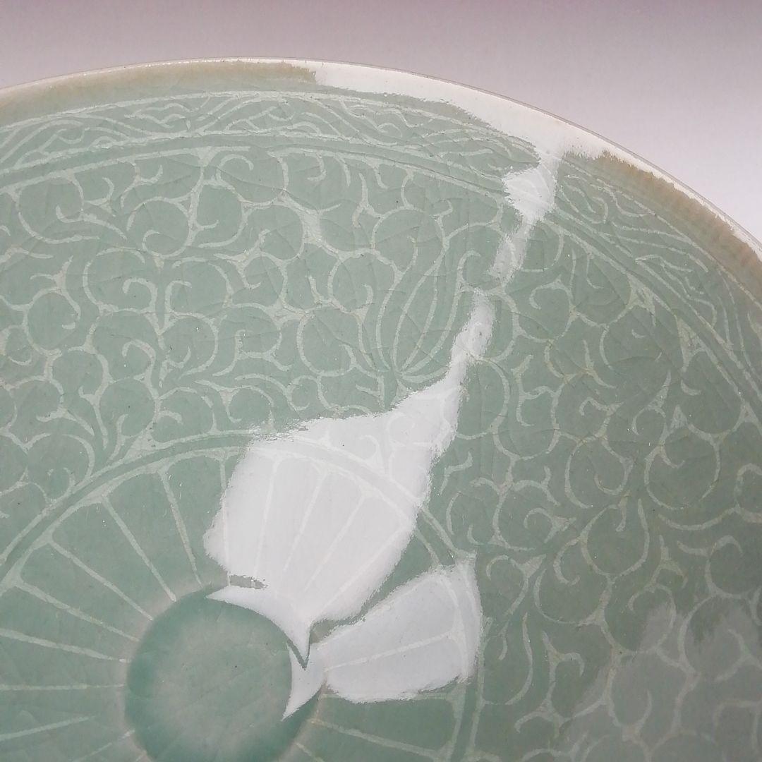 Ｔ９７７　茶碗　『高麗青磁茶碗』『青珍　梁命煥 作』　共箱　抹茶碗　茶道具