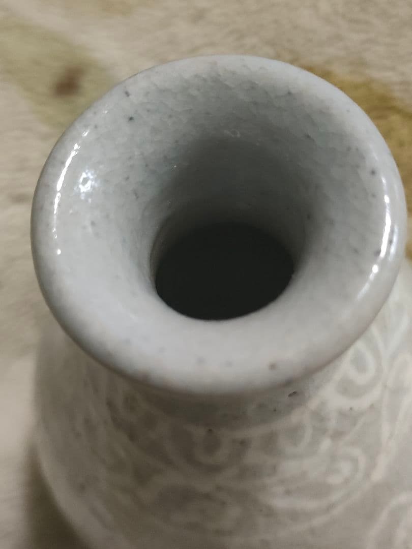 高麗青磁　徳利　花入　時代物　白象嵌　朝鮮美術