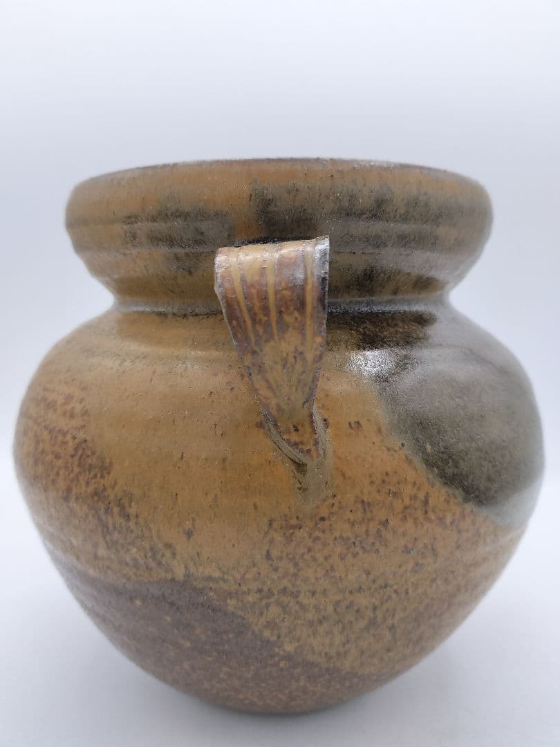 c528 水指 志戸呂 笹耳　広前心斉 替蓋付 遠州七窯　木箱 茶道具