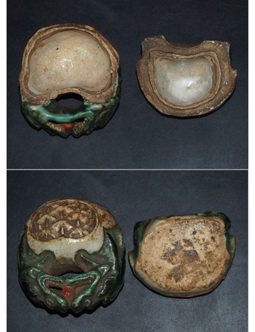 送料無料　江戸時代古九谷？双龍争珠香合　華道具茶道具