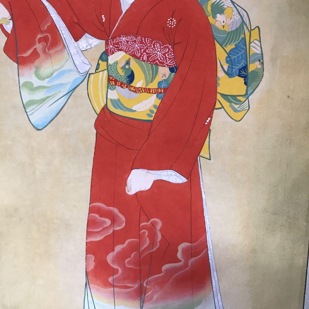 掛け軸　値下げ　美人画　日本画　上村松園？序の舞　模写