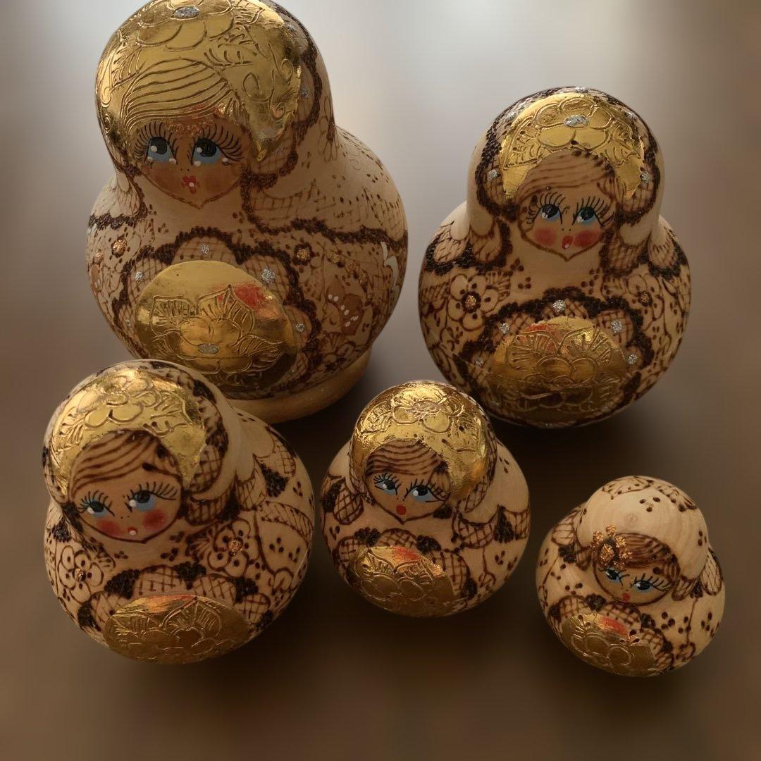 木製金彩使用⭐️マトリョーシカ⭐️全8体⭐️超美品