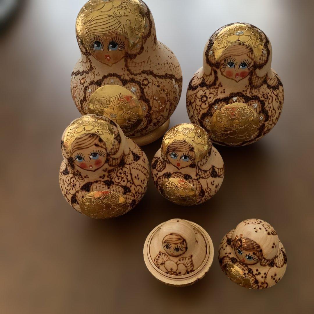 木製金彩使用⭐️マトリョーシカ⭐️全8体⭐️超美品