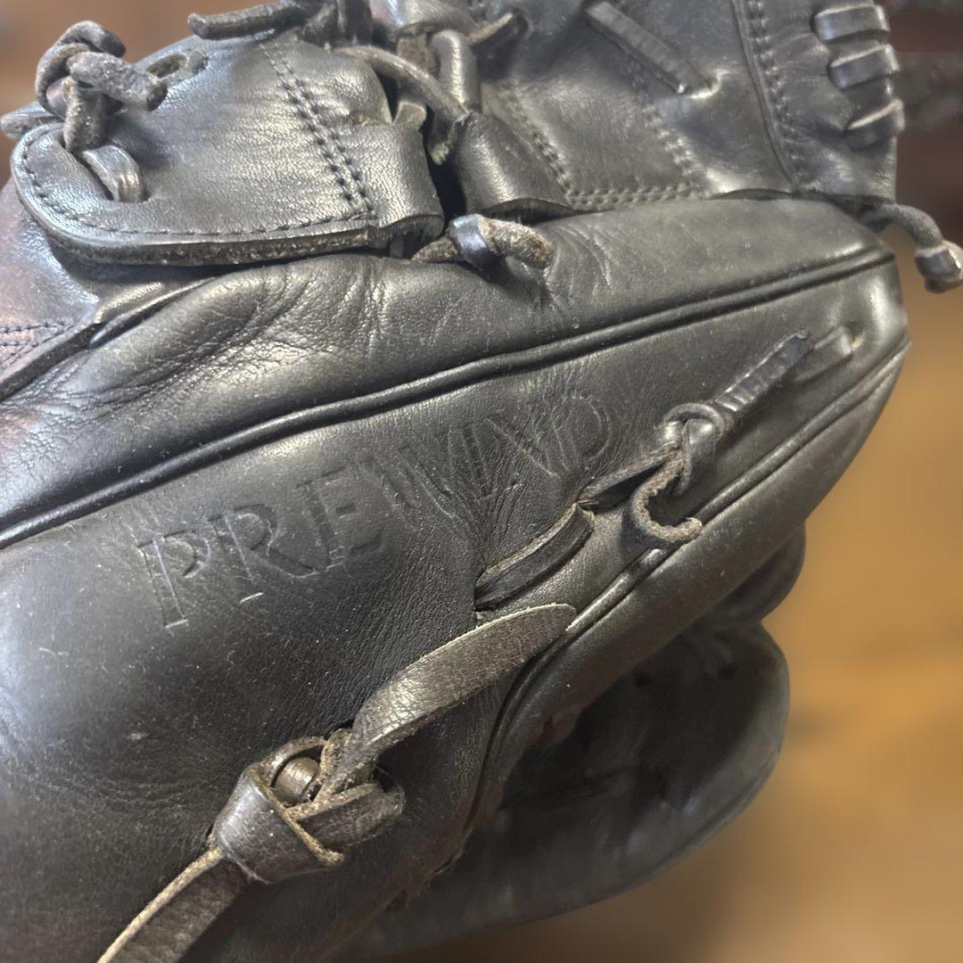 90'Sミズノ ビューリーグ 硬式グローブ 旧Mラベル 赤ビュー 日本製 黒