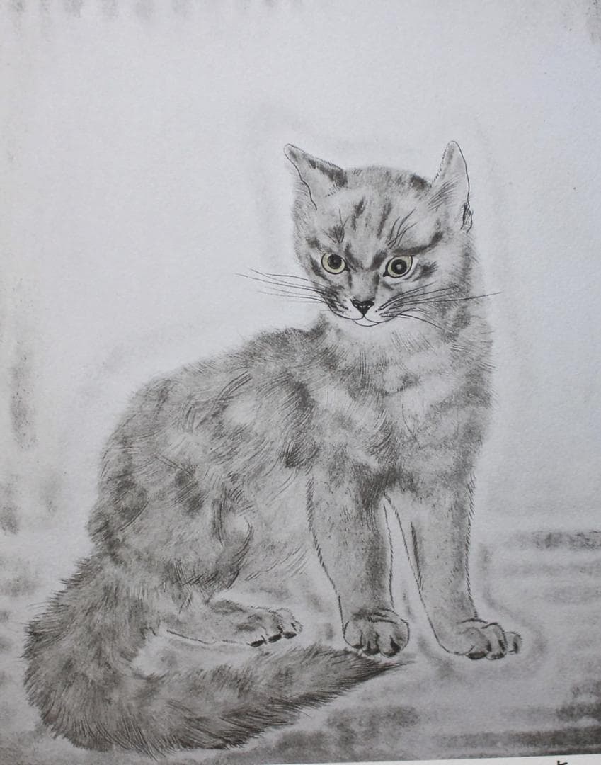 藤田嗣治 エスタンプリトグラフ「猫」 19/100