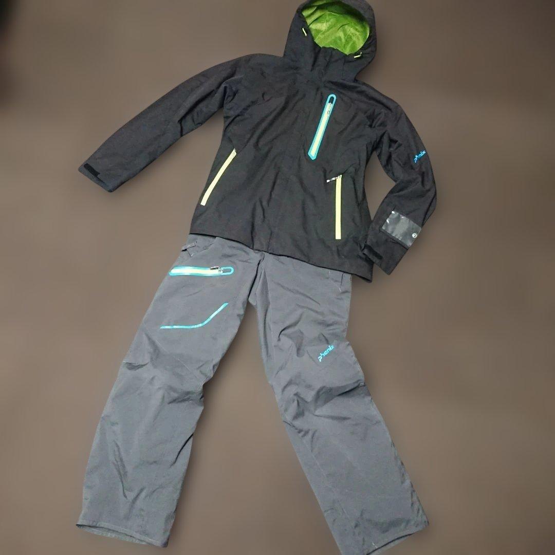 送料無料【PHENIX】ブラック×グレー×水色 スキーウェア上下セットXL/XL