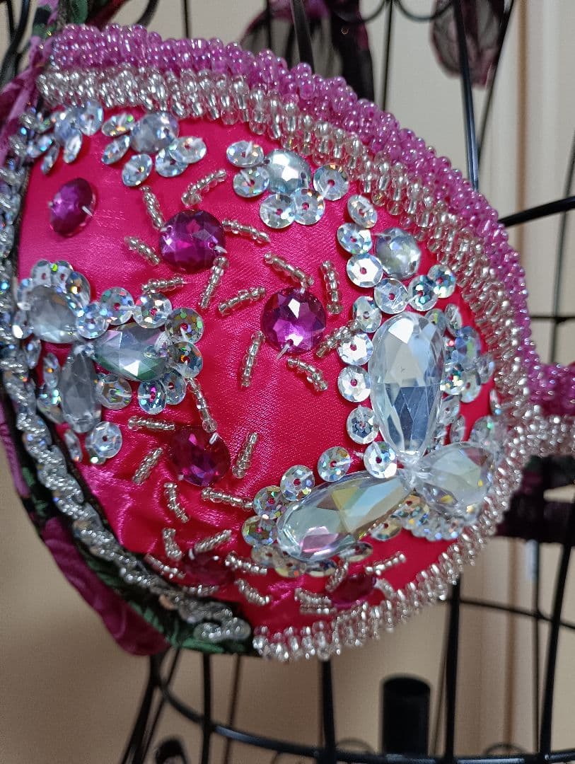 【新品】ベリーダンス オリエンタル 衣装 アームバンド 花柄 ピンク 3点セット