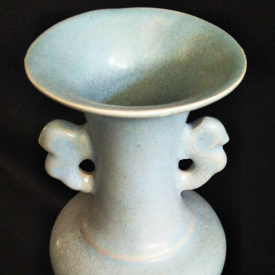 ※中国古美術/青磁隻耳龍瓶/