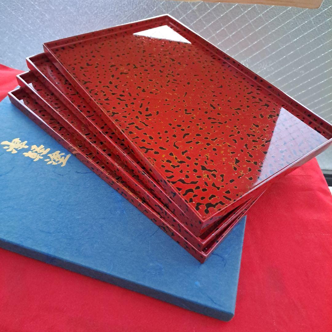 【津軽塗　尺1サイズ　長角卓上膳×1客】天然木製　唐塗\"赤上※1客分の価格表示