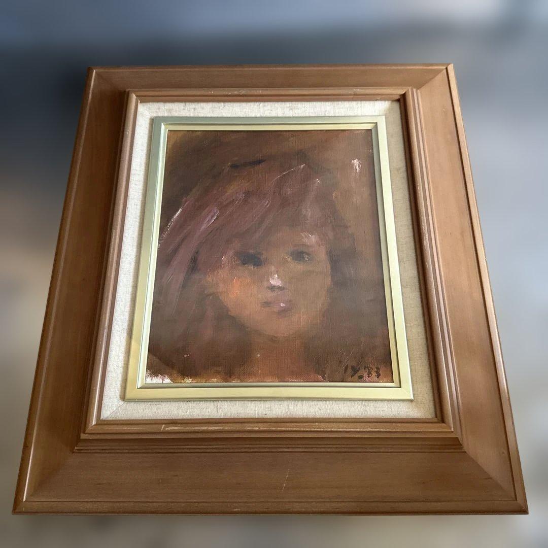 抽象的な人物画 木製フレーム付き