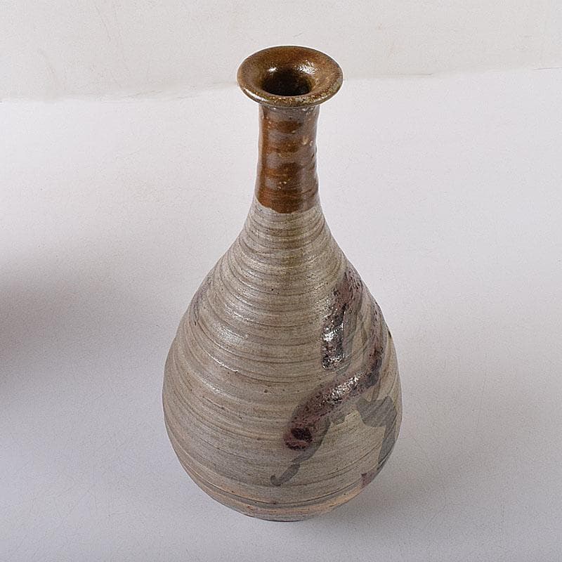 唐津　二川焼　鶴首徳利　時代箱　C　7274