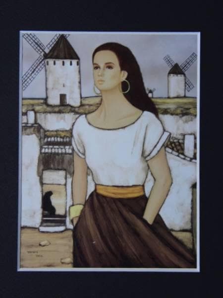 東郷たまみ、【風の行方】、希少な額装用画集より、新品額装付