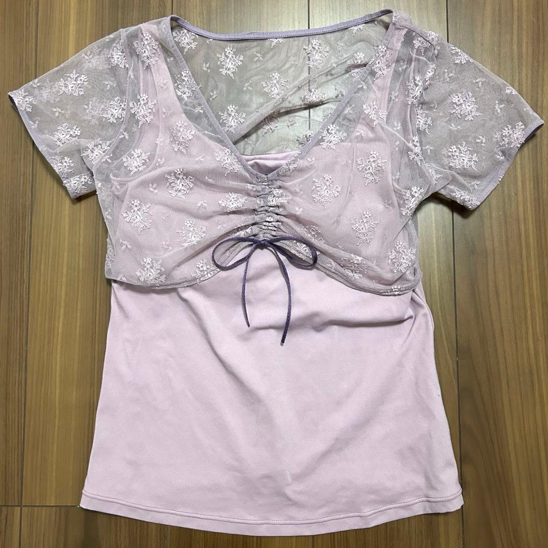 チャコット　ヨガウェアセット　レース付き上L,下Mサイズ