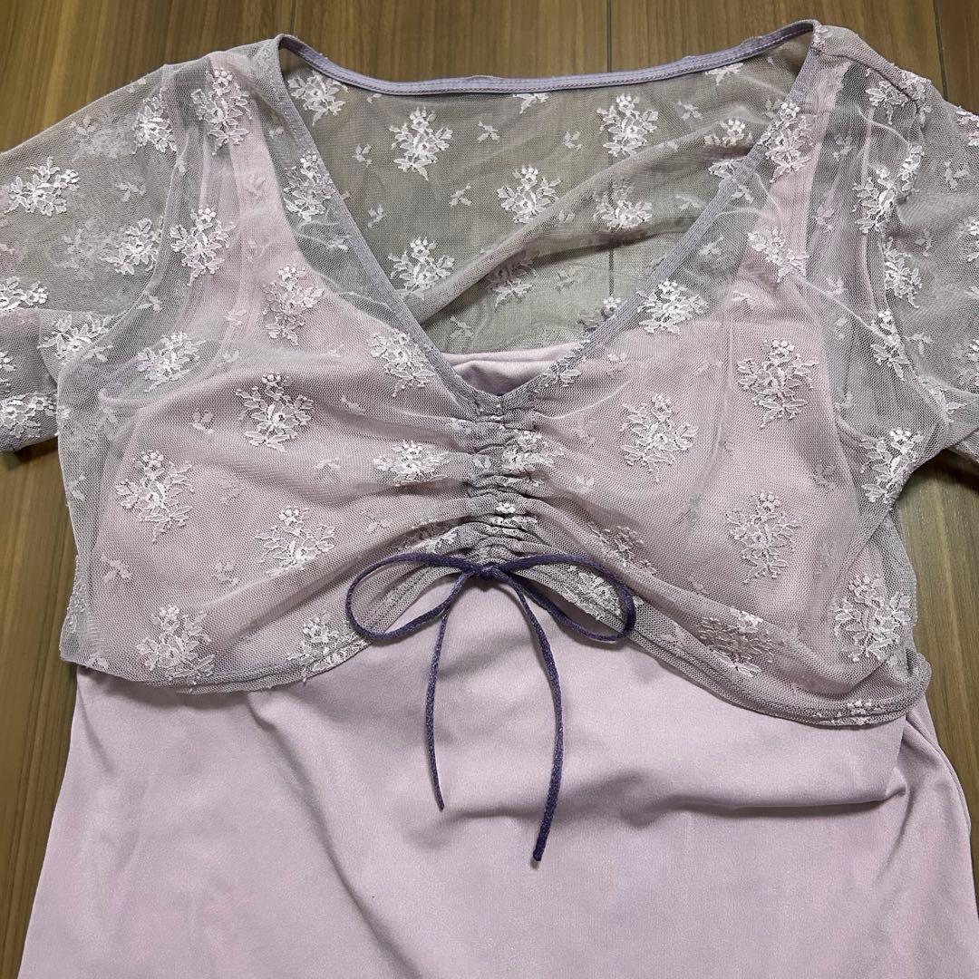 チャコット　ヨガウェアセット　レース付き上L,下Mサイズ