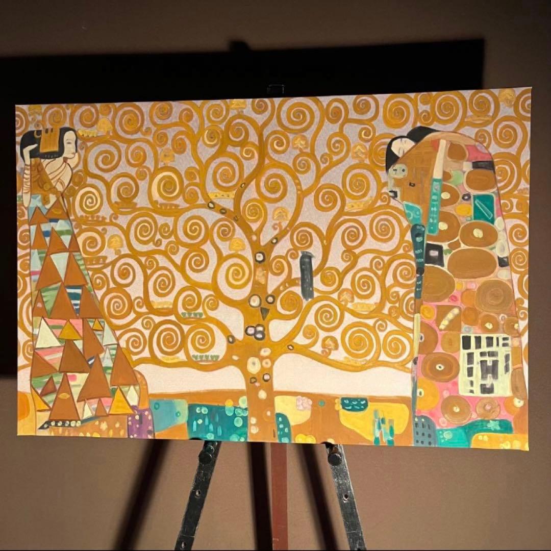 ★B級品★ （大）手書き油絵 クリムト 生命の木 インテリア 絵画