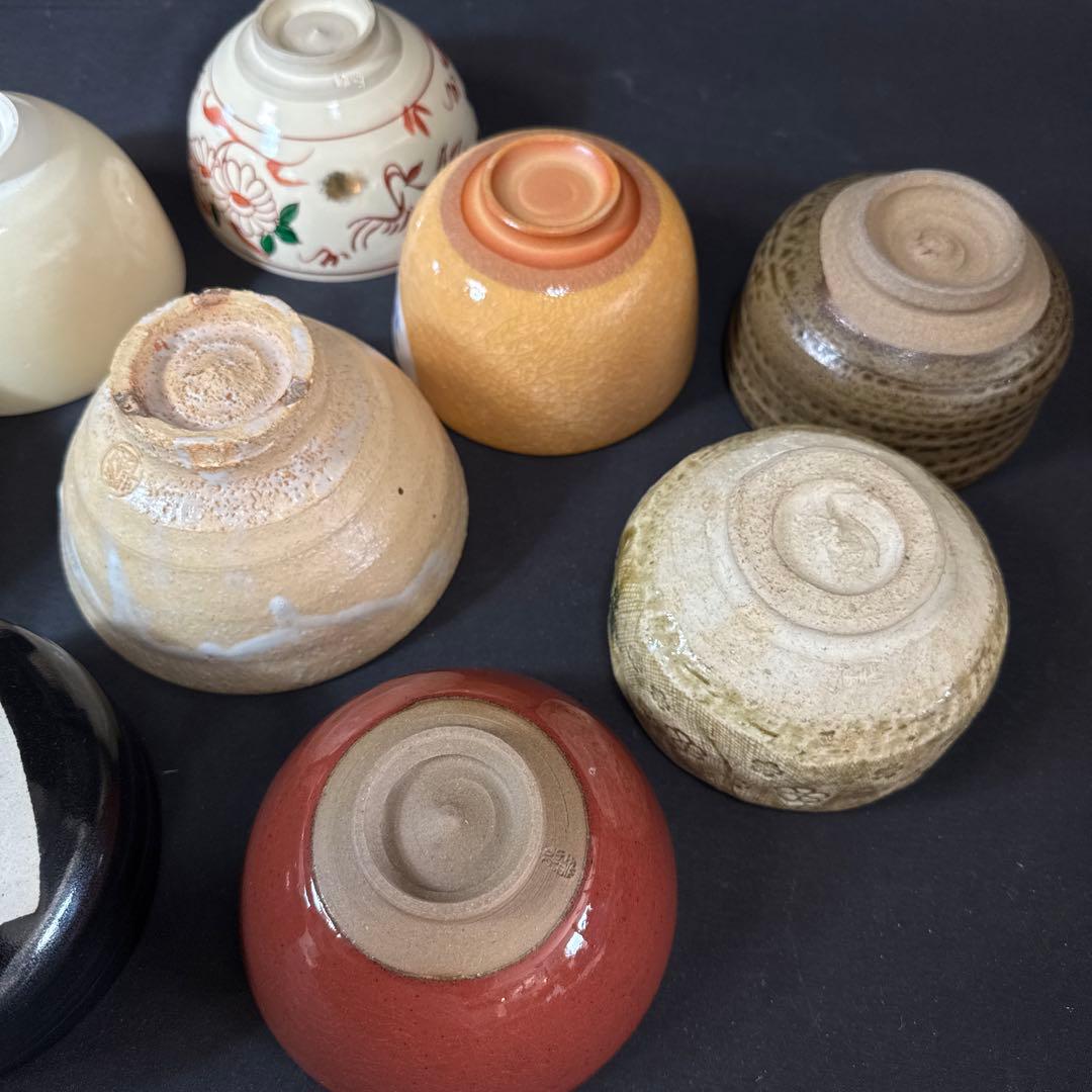 J02 送料無料　茶碗　9点　抹茶碗　在銘　箱無　まとめて　茶道具　陶器