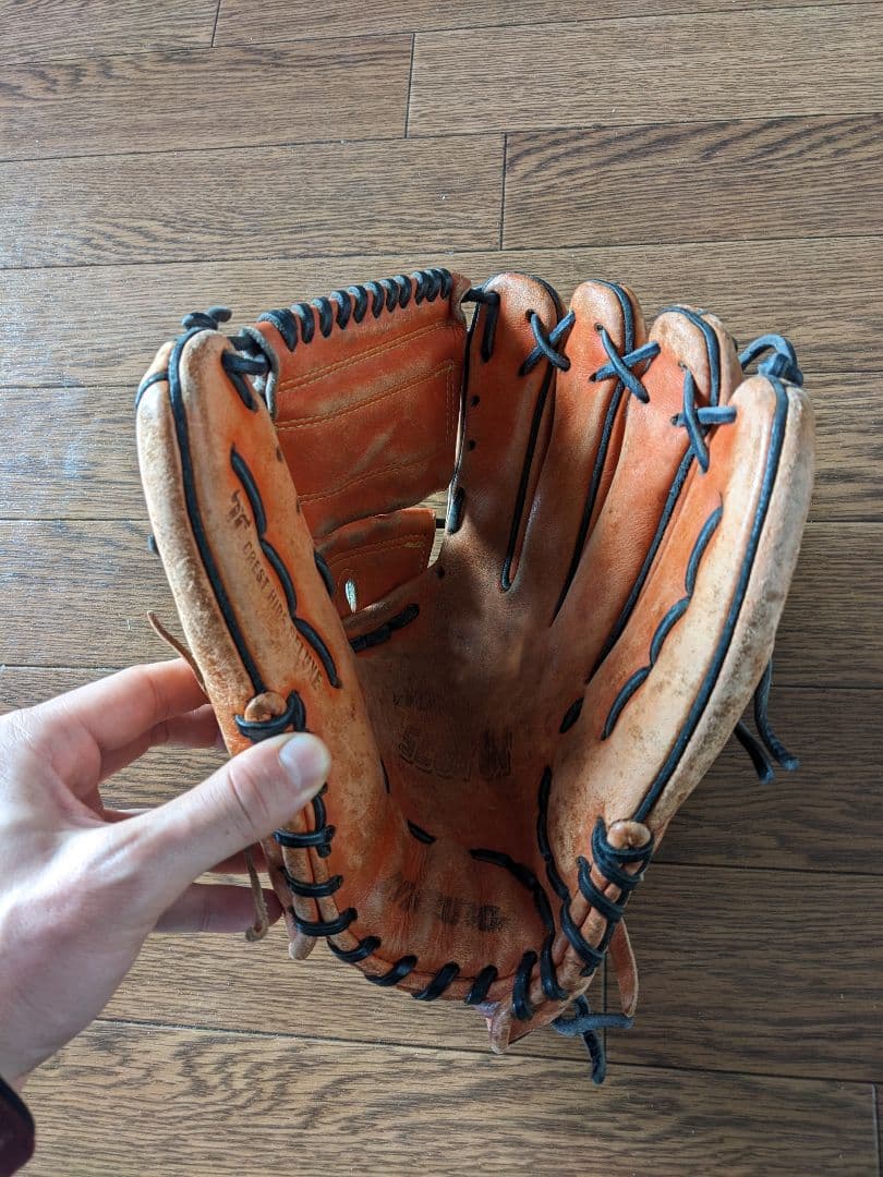 ミズノ オレンジ レザー グローブ