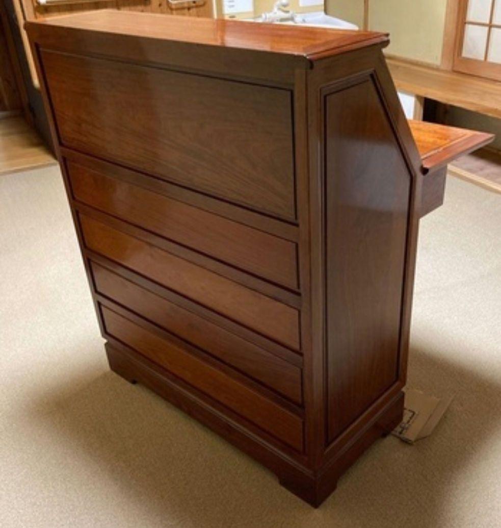 本花梨 総無垢 一部本象嵌 ライティングビューロ 勉強机 デスク チェスト