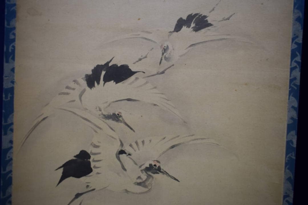 模写/佐伯岸駒/鶴図/双幅/布袋屋掛軸HG-236