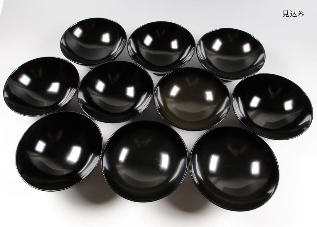 CK73 能登輪島塗 漆光堂謹製 流水菊 金蒔絵 黒塗吸物椀 九客 木箱 木製