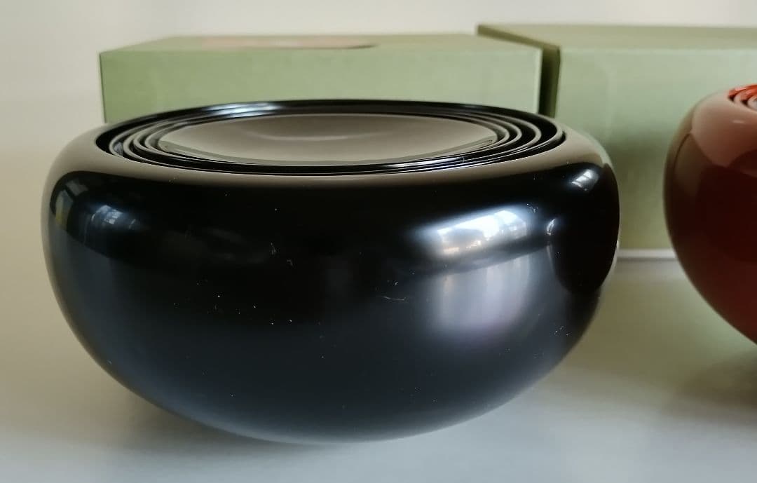 たに屋　応量器　真塗黒と洗朱　2客セット