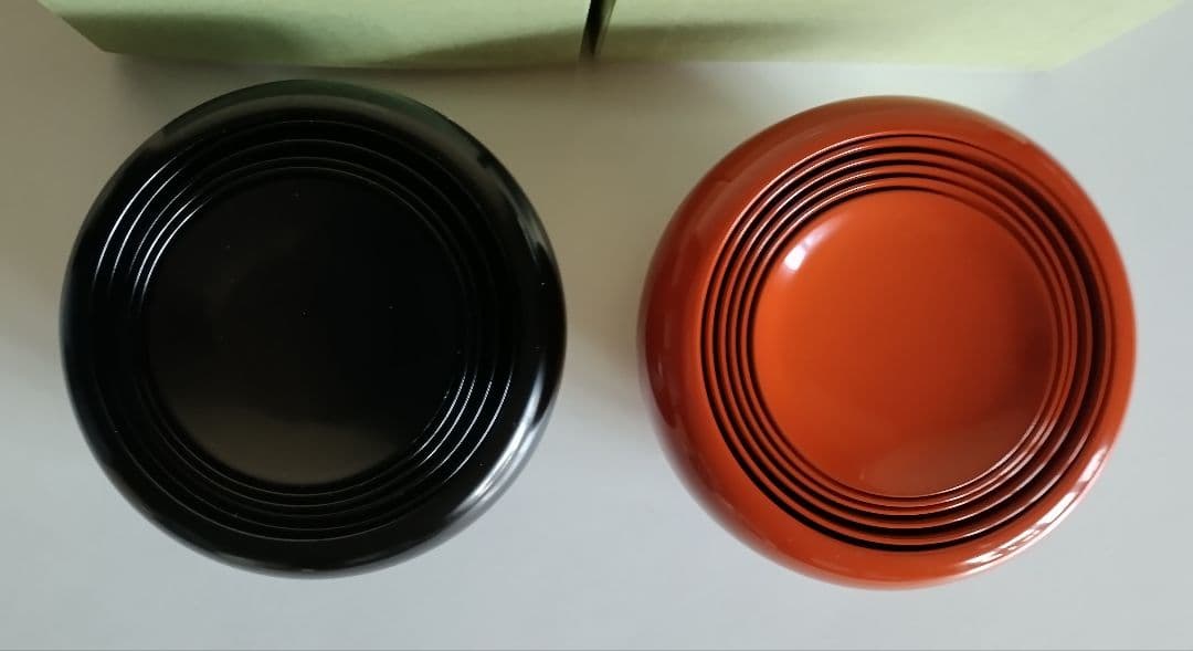 たに屋　応量器　真塗黒と洗朱　2客セット