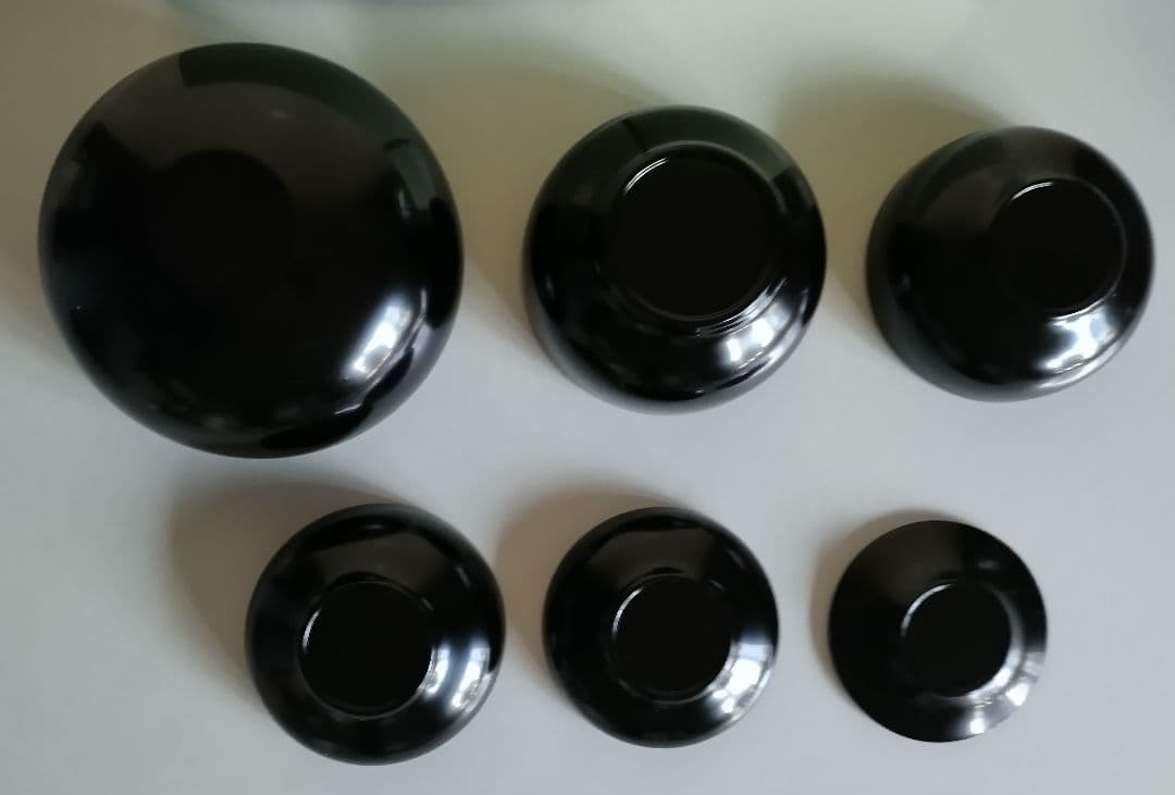 たに屋　応量器　真塗黒と洗朱　2客セット