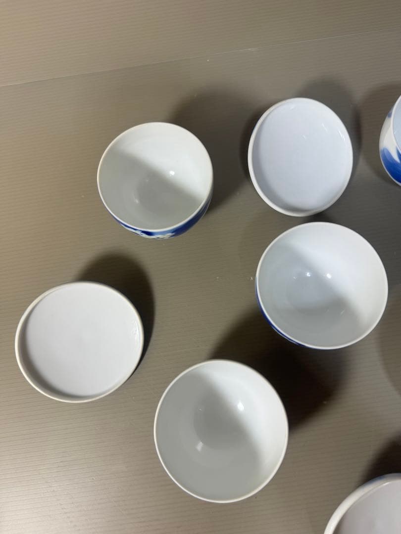 2386 深川製磁　白い花　湯呑　蓋付き　5客　未使用