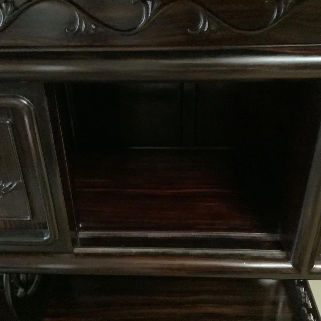 美品　レトロ　飾り棚　違い棚　茶棚　茶道　紫檀　木製　和家具　彫刻