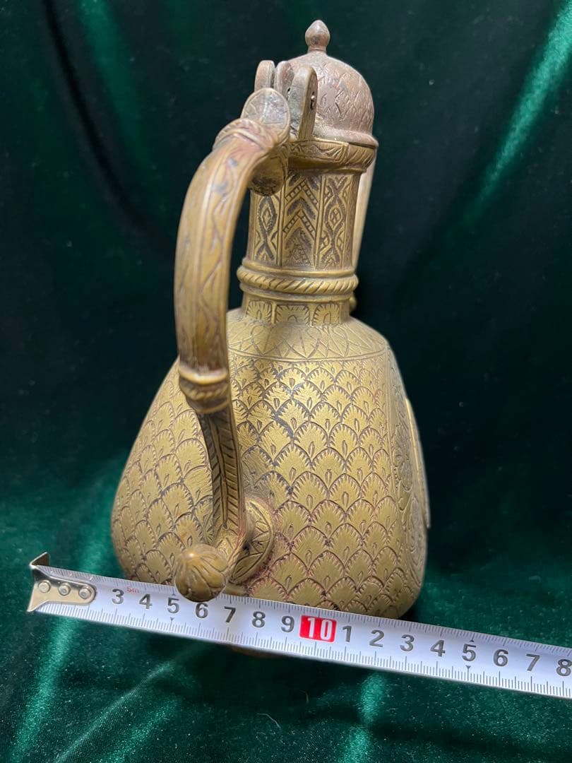 希少外国製古代19世紀ブロンズティーポット骨董現状品のみ25cmx26x11cm