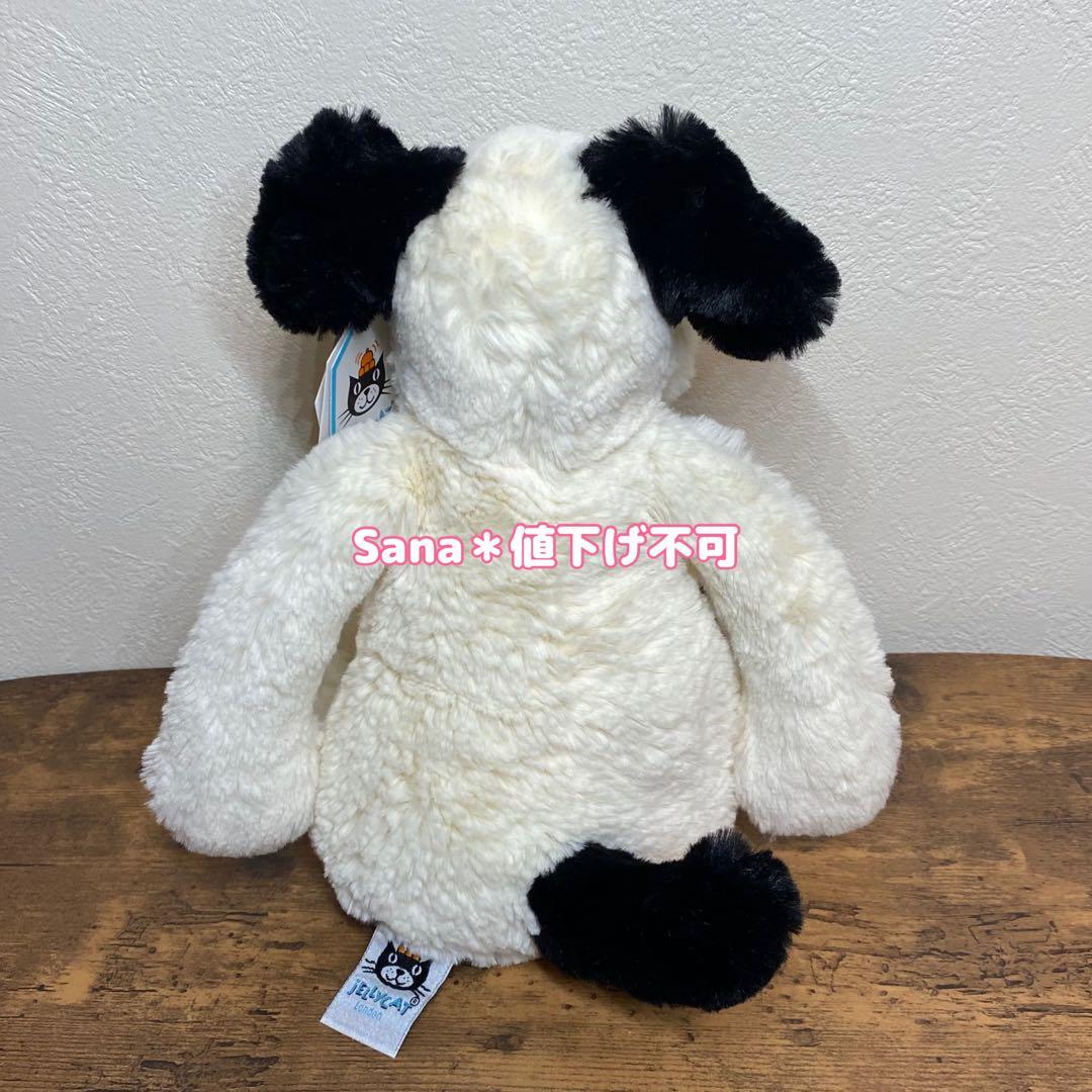 新品タグ付き　ジェリーキャット　パピー　犬　dog ぬいぐるみ　白 黒　ぶち　M