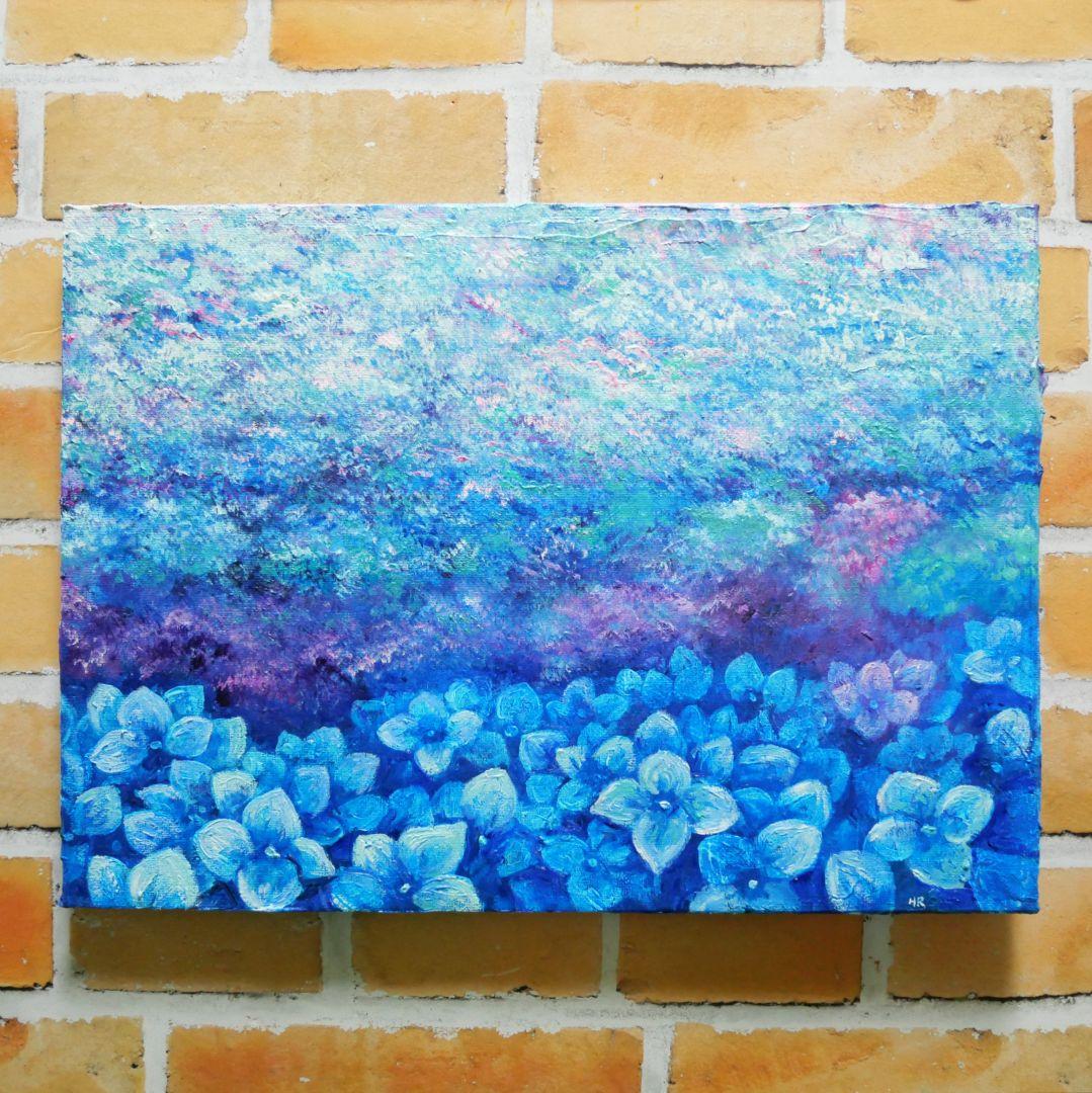 油絵 絵画 【紫陽花畑】