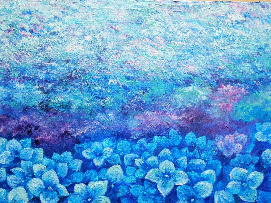 油絵 絵画 【紫陽花畑】