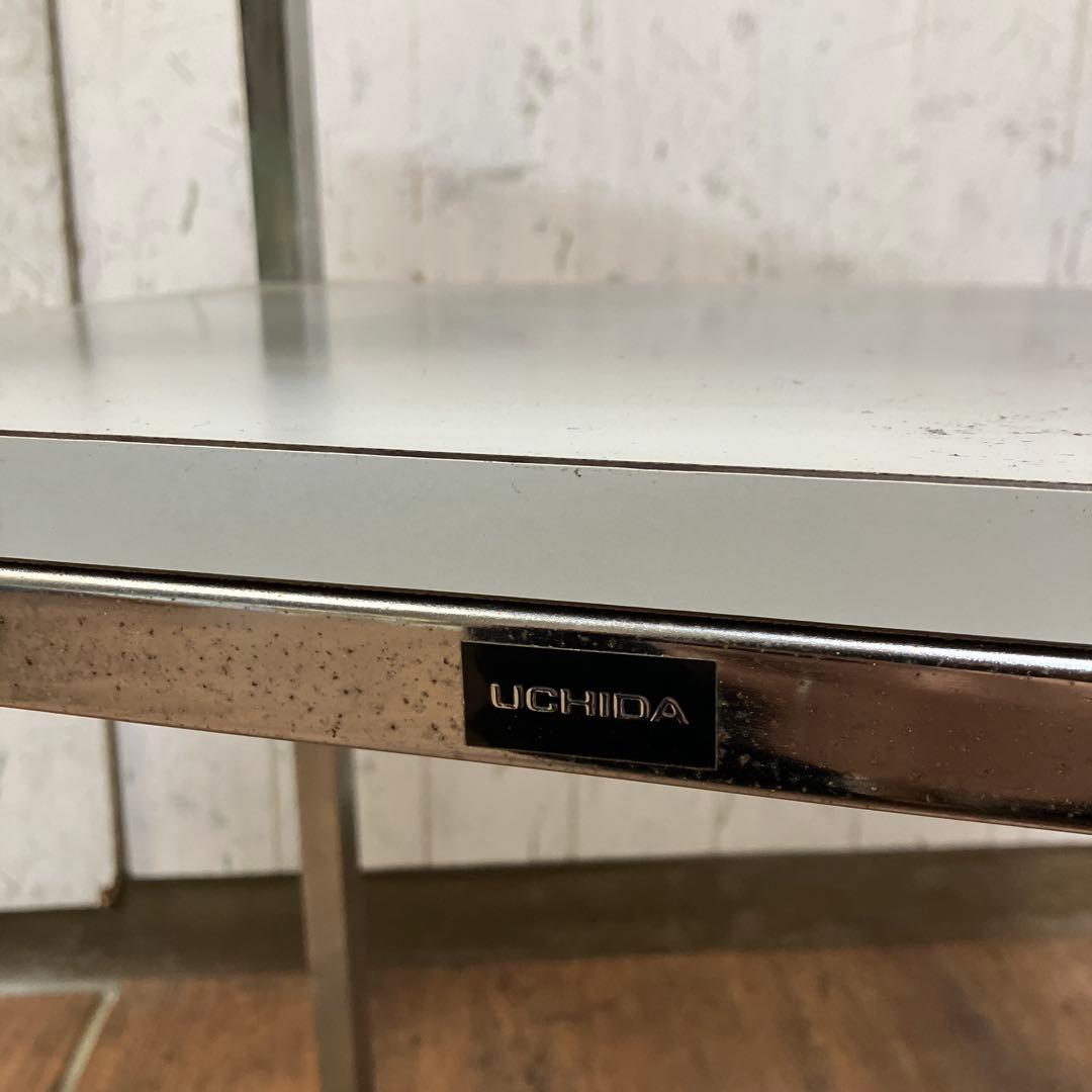 A-4 昭和レトロ ウチダ テレフォンスタンド 電話台 サイドテーブル 2段