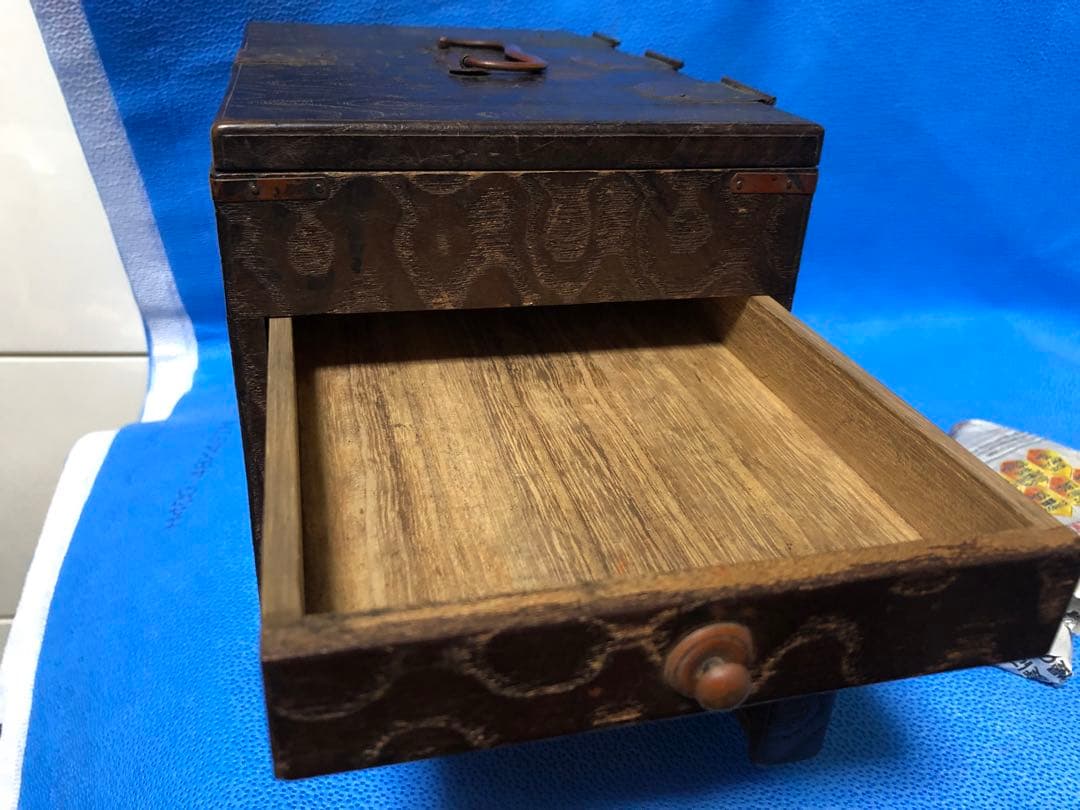 掛け硯箱　古道具　骨董　アンティーク　江戸明治大正時代　硯そろばんなど小物付