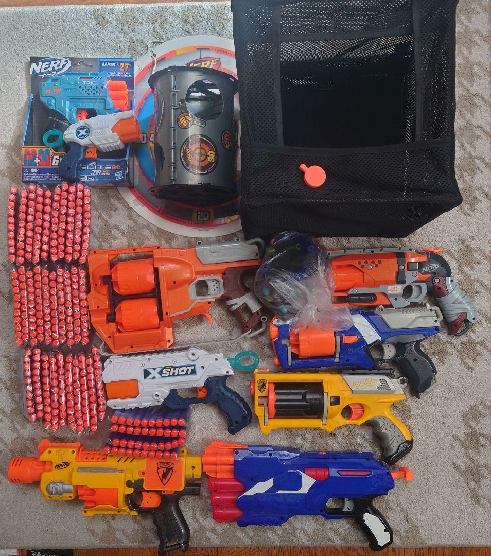 ナーフ銃7丁 （おまけ2丁合計で９丁）標的3種 弾新品340発 NERF