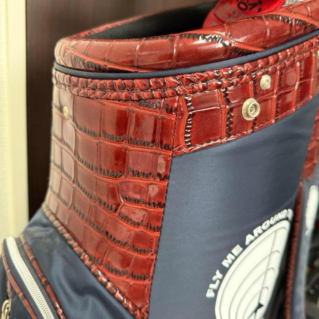 BOLSA ネイビー クロコダイル風 ゴルフバッグ　キャディバッグ