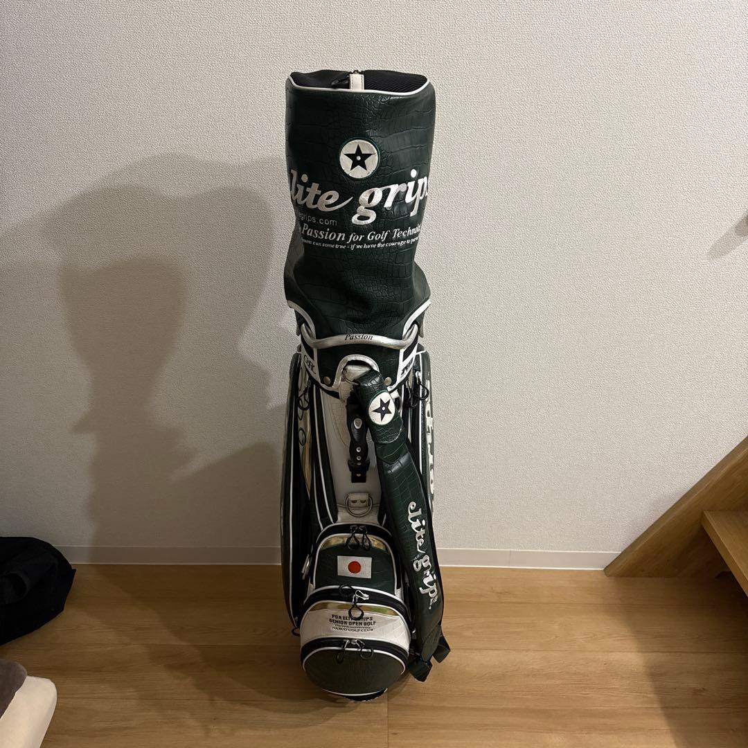elite grips 限定ツアーモデルキャディバッグ 緑/白 日本国旗