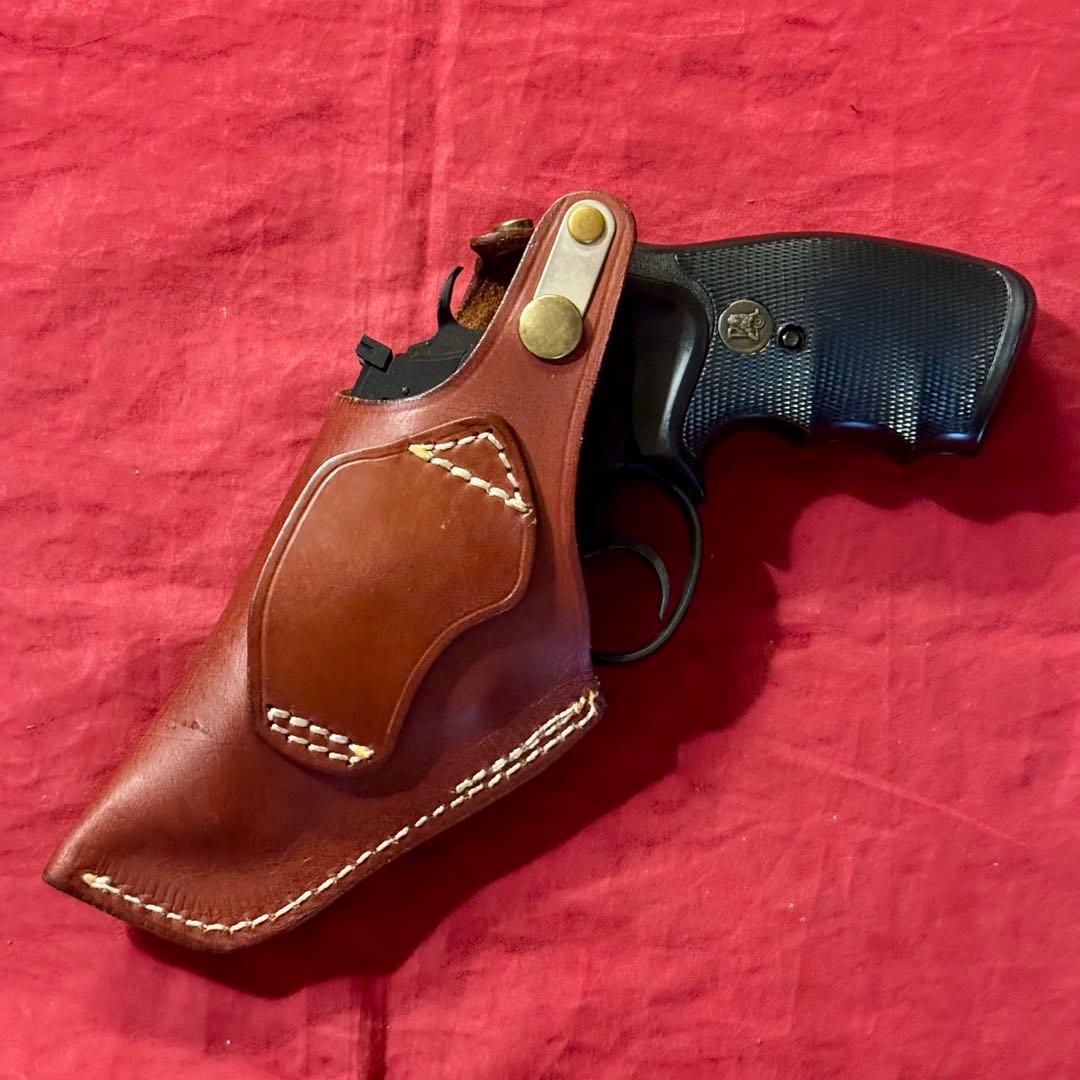 整備済 革製 スナブノーズ リボルバー用 ヒップ ホルスター 右利き用