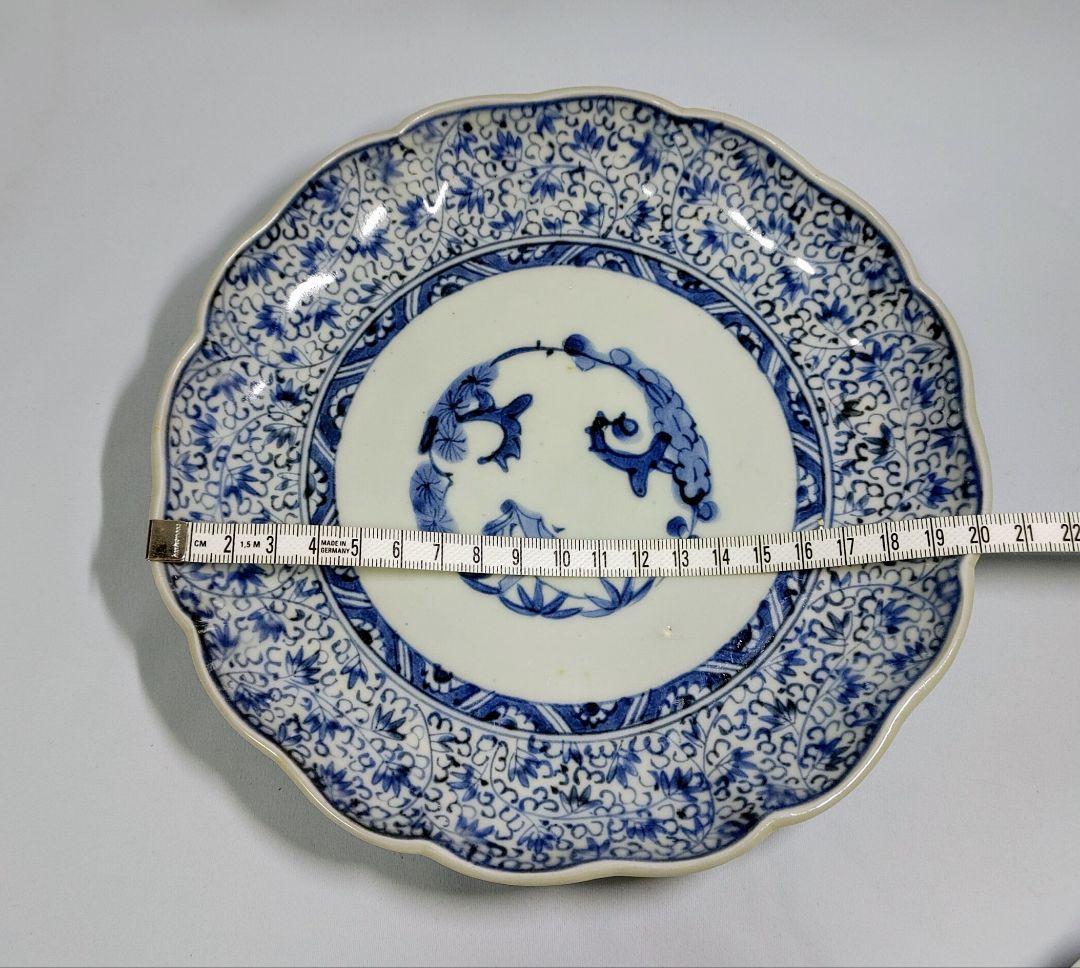 萩唐草七寸皿　三枚　古伊万里