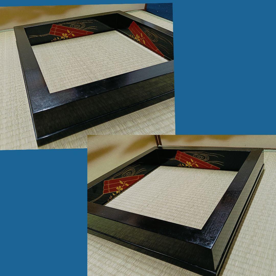 AN19 炉縁 村田宗覚作 花筏蒔絵 木製漆塗 共箱 外箱 茶道具