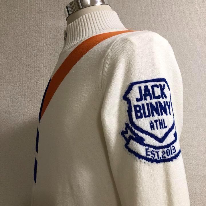 ジャックバニー ダブルジップ ニット ジャケット 裏地付 ホワイト サイズ4