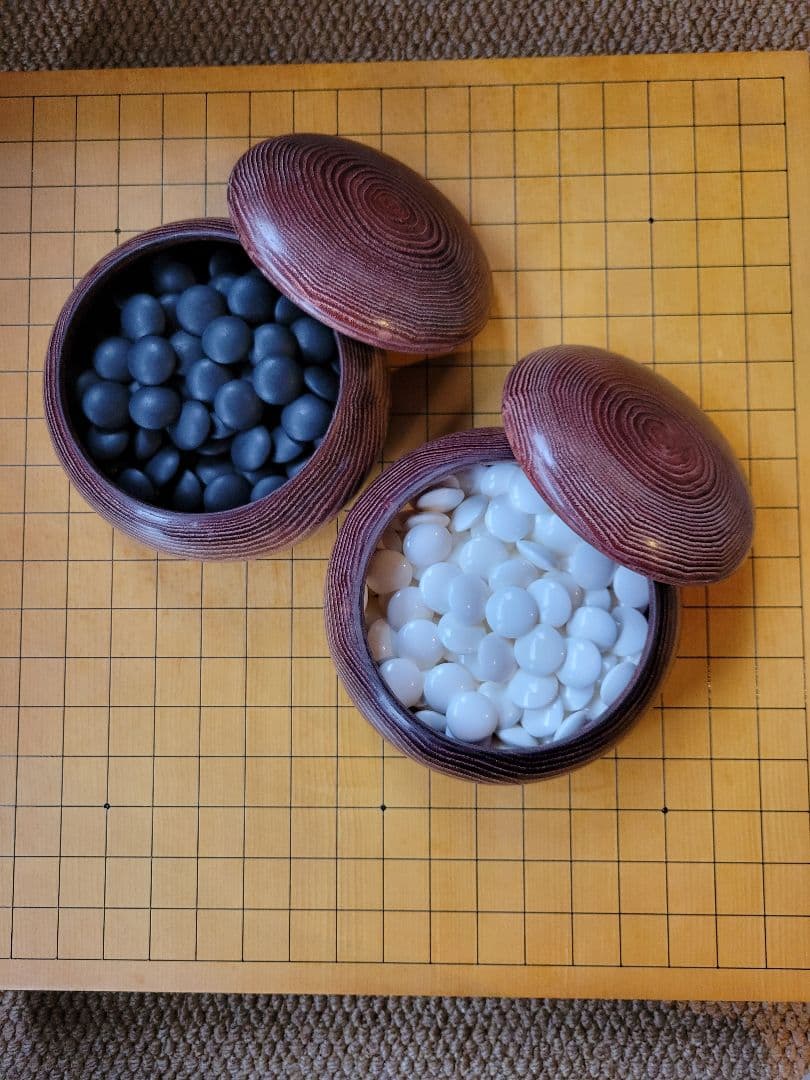 高級碁盤(1枚板)と那智黒蛤碁石セット