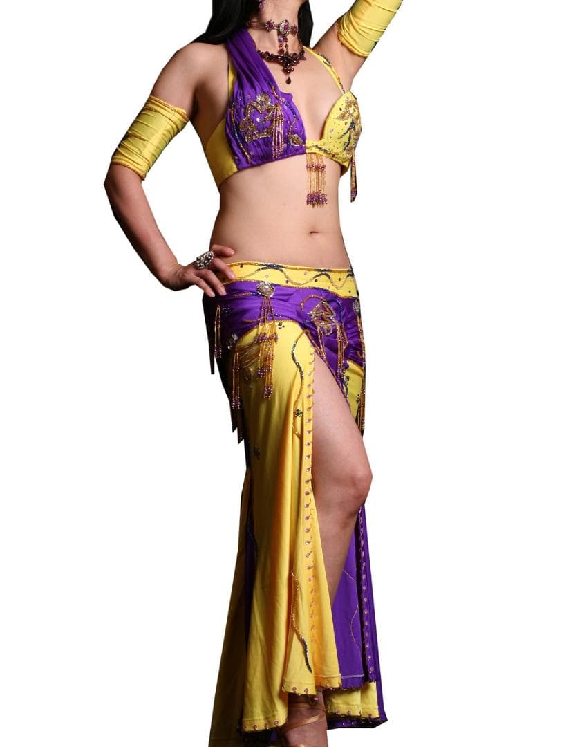 ベリーダンス衣装★黄紫！エジプシャンスタイル